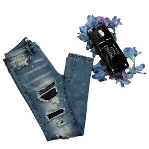 Preme NWOT Distressed Medium Wash Skinny Jeans Men 32